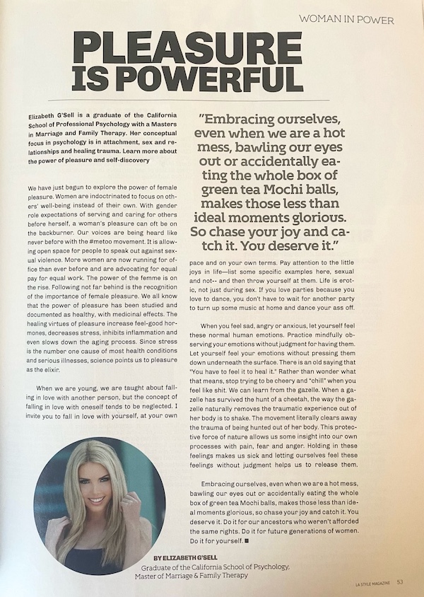 Elizabeth G’Sell, LMFT Magazine Article image